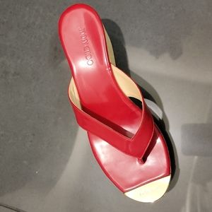 Jimmy Choo Pathos platform cork sandals red patent leather 38
